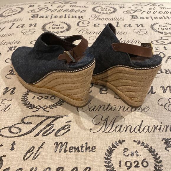 TORY BURCH Denim Wedge Sandals Size 9 - Picture 4 of 8